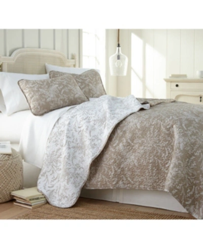 Southshore Fine Linens Lightweight Reversible Floral Quilt And Sham Set, Full/queen Bedding In Tan/beige
