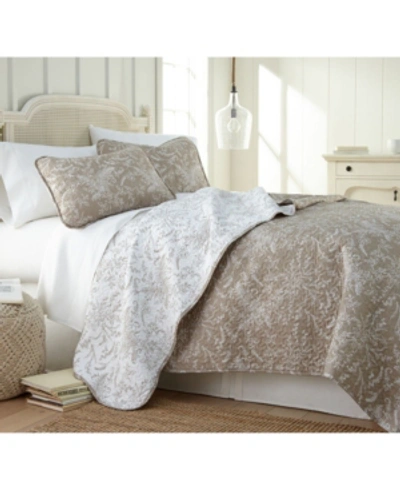 Southshore Fine Linens Lightweight Reversible Floral Quilt And Sham Set, Full/queen Bedding In Taupe