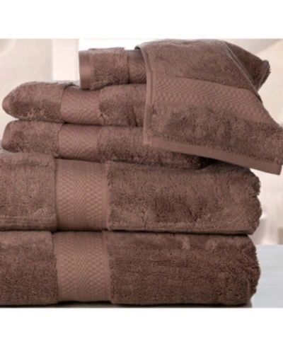 Addy Home Fashions Double Stitched Hem Plush Towel Set - 6 Piece Bedding In Brown