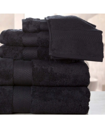 Addy Home Fashions Double Stitched Hem Plush Towel Set - 6 Piece Bedding In Black