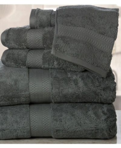 Addy Home Fashions Double Stitched Hem Plush Towel Set - 6 Piece Bedding In Gray