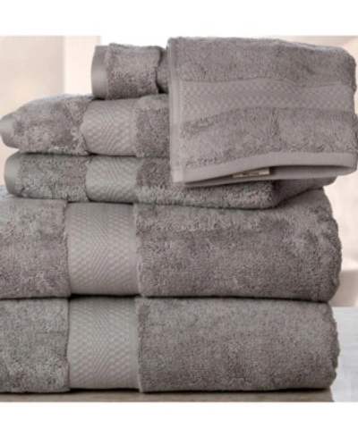 Addy Home Fashions Double Stitched Hem Plush Towel Set - 6 Piece Bedding In Silver