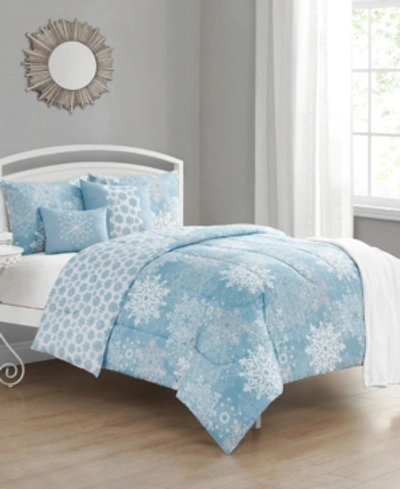 Sanders Snow Crystal King Comforter Set, 6 Piece Bedding In Blue