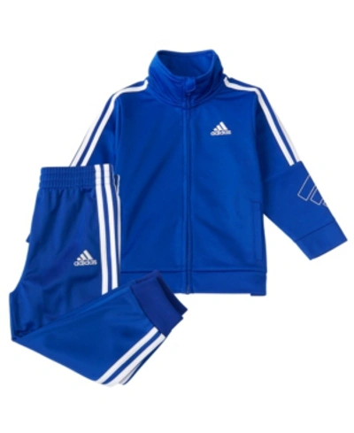 Adidas Originals Kids' Adidas Baby Boys Zip Front Tricot Jacket And Jogger Pants Set In Brite Blu