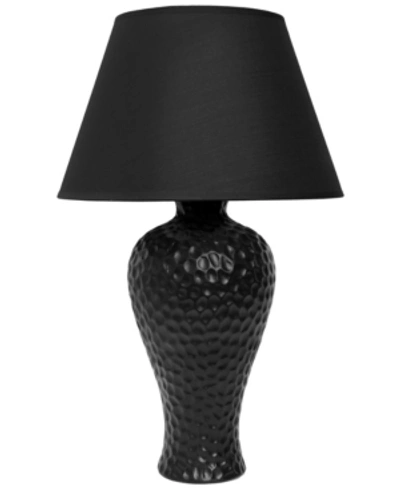 All The Rages Simple Designs Textured Stucco Curvy Ceramic Table Lamp In Black