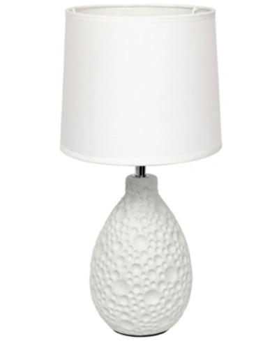 All The Rages Simple Designs Textured Stucco Ceramic Oval Table Lamp In White
