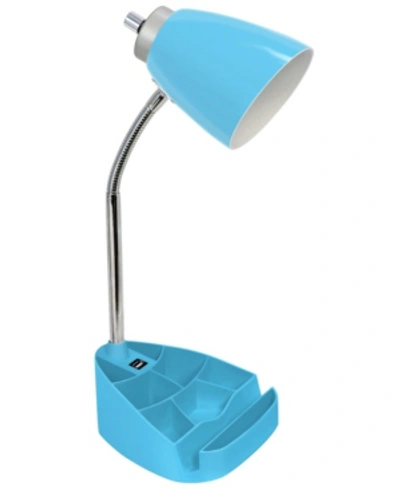 All The Rages Limelight's Gooseneck Organizer Desk Lamp With Ipad Tablet Stand Book Holder And Usb Port In Blue