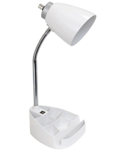 All The Rages Limelight's Gooseneck Organizer Desk Lamp With Ipad Tablet Stand Book Holder And Usb Port In White