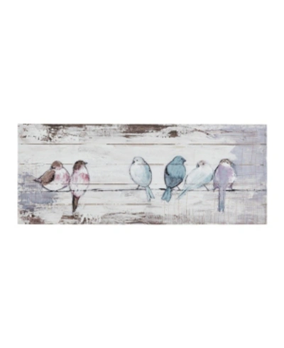 Madison Park Perched Birds Hand Painted Wood Plank In White,grey