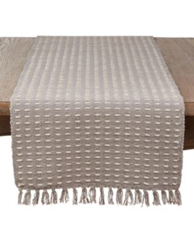 Saro Lifestyle Dashed Woven Long Table Runner In Taupe