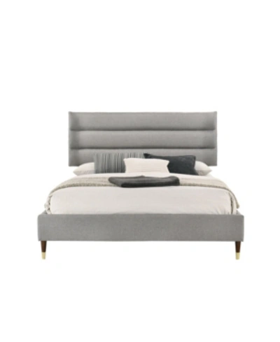 Luxeo Chester Upholstered Platform Bed With Wood Tip Legs, King In Gray