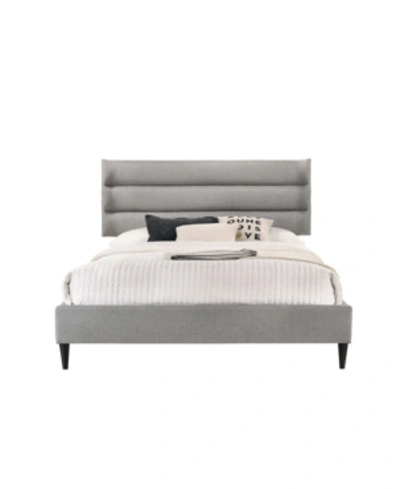 Luxeo Chester Upholstered Platform Bed With Wenge Legs, King In Gray