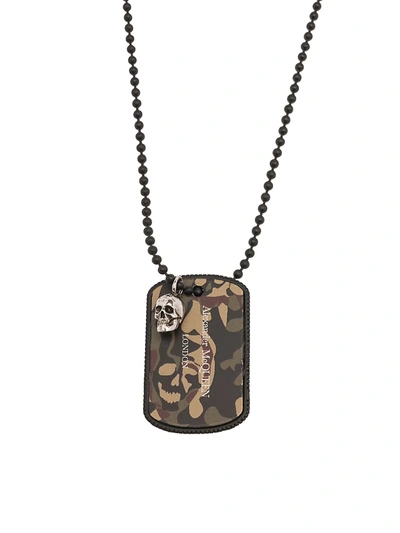 Alexander Mcqueen Men's Dog Tag Necklace In Camouflage