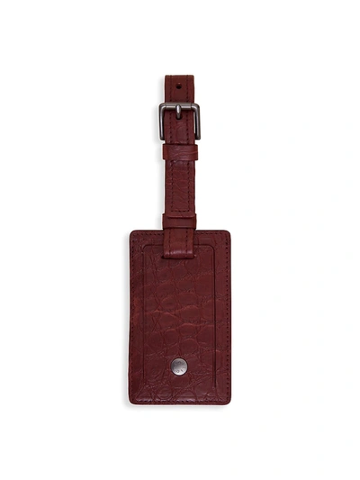 Grace Crocodile Leather Luggage Tag In Bordeaux