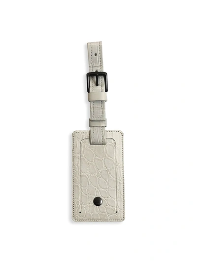 Grace Crocodile Leather Luggage Tag In White