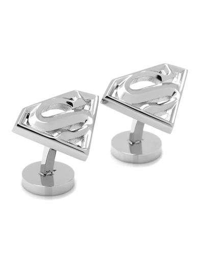 Cufflinks, Inc Dc Comics Beveled Superman Stainless Steel Shield Cuff Links In Silver