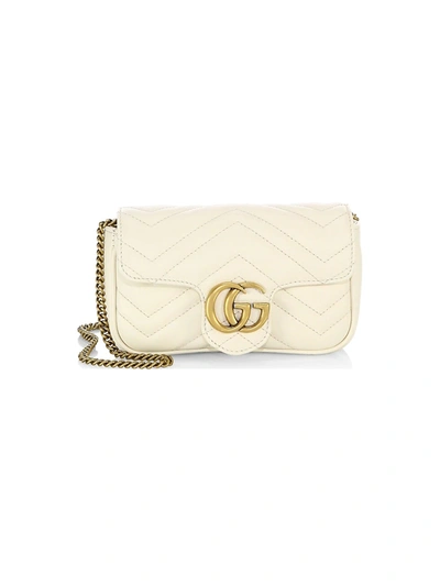 Gucci Women's Gg Marmont Matelassé Leather Mini Chain Camera Bag In White