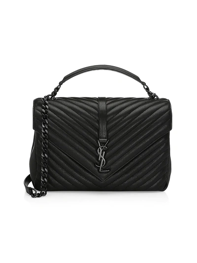 Saint Laurent Women's Large Collège Matelassé Leather Bag In Black