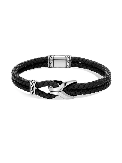 John Hardy Classic Leather & Silver Bracelet In Grey