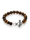 King Baby Studio Men's Tiger's Eye Beaded Bracelet In Brown