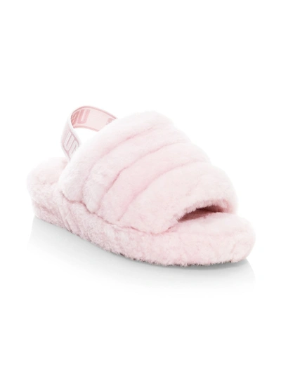 Ugg Fluff Yeah Sheepskin Slingback Slippers In Seashell