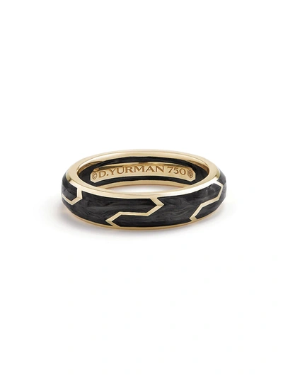 David Yurman Forged Carbon 18k Yellow Gold Band Ring In Black