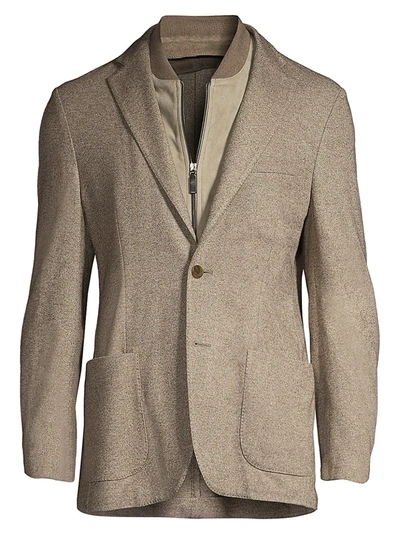 Corneliani Men's Solid Twill Single-breasted Jacket In Tan