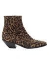 Saint Laurent Women's West Leopard-print Leather Ankle Boots In Neutral