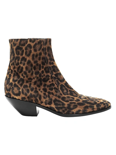Saint Laurent Women's West Leopard-print Leather Ankle Boots In Neutral