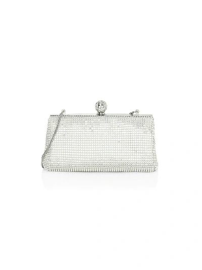 Whiting & Davis Crystal Ball Metal Mesh Clutch In Silver