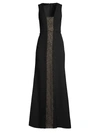 Bcbgmaxazria Women's Lace Panel Sleeveless Gown In Black