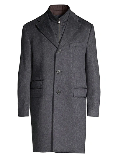 Corneliani Men's Single-breasted Wool Top Coat In Blue