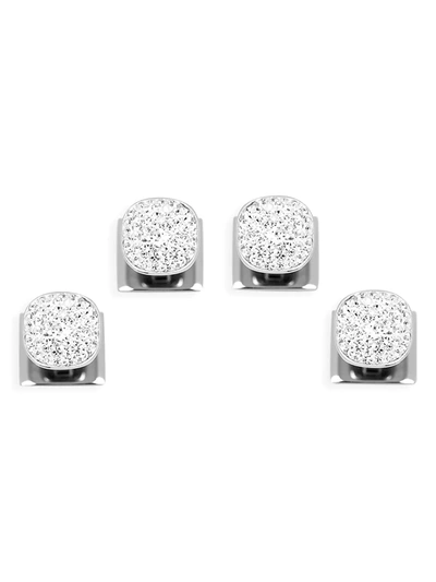 Cufflinks, Inc Men's Ox & Bull Trading Co. White Pavé Crystal Studs In Silver