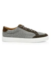 Eleventy Men's Flannel & Suede Low-top Sneakers In Light Grey