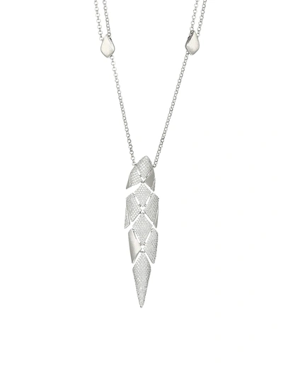 Adriana Orsini Women's Zena Sterling Silver & Cubic Zirconia Leaf Pendant Necklace In Rhodium