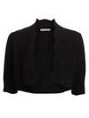 Lela Rose Scallop-trim Knit Bolero In Black