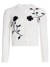 Oscar De La Renta Women's Embroidered Floral Wool Cardigan In Ivory