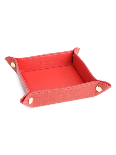 Royce New York Croc-embossed Leather Catchall Tray In Red