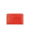 Royce New York Croc-embossed Leather Card Case In Red