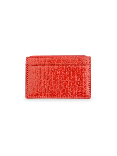 Royce New York Croc-embossed Leather Card Case In Red