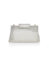Whiting & Davis Crystal Clasp Metal Mesh Clutch In Silver