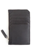 Royce New York Monogrammed Zippered Leather Credit Card Case In Black