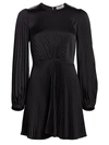 A.l.c Tavi Long-sleeve Pleated Mini Dress In Black