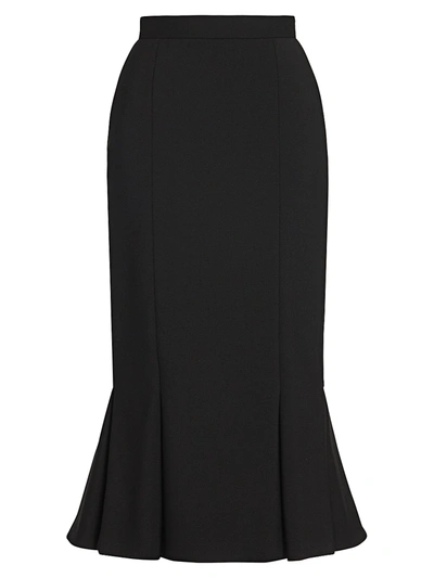 Alexander Mcqueen Women's Pleated Hem Midi Skirt In Black
