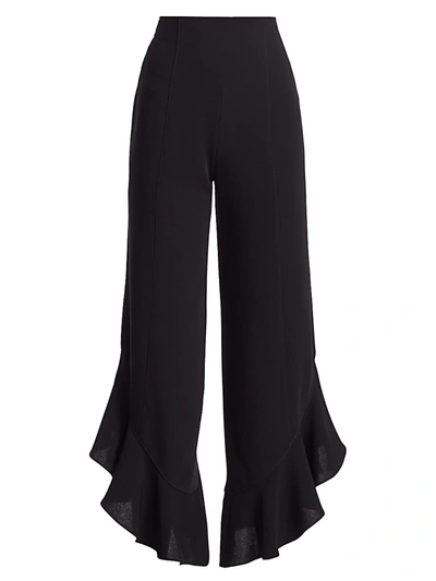 Cinq À Sept Charlie Cropped Ruffle Pants In Black