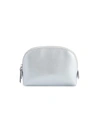 Royce New York Compact Leather Cosmetic Bag In Silver