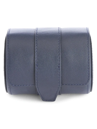 Royce New York Single Leather Travel Watch Roll In Navy Blue