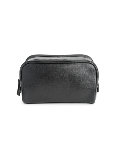 Royce New York Double Zip Leather Toiletry Bag In Black