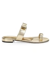 Ferragamo Women's Louisa Flat Metallic Leather Sandals In Gold