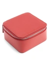 Royce New York Zipper Leather Travel Jewelry Case In Red